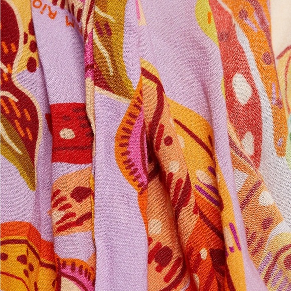 FARM RIO MIXED BEAKS & BANANAS VISCOSE WRAP MAXI DRESS MULTICOLOR SIZE LARGE NEW - Picture 6 of 11